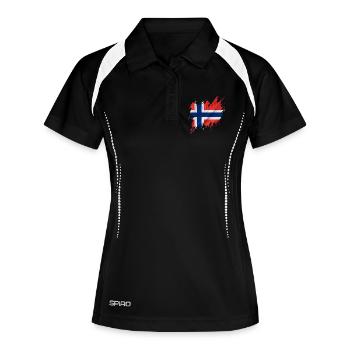 Drapeau norvégien, style déchiré - Polo respirant Femme - noir/blanc - Devant