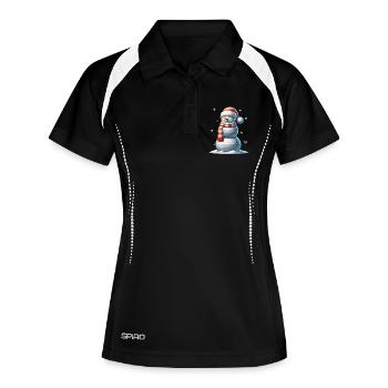 GOlf Weihnachten Sport Weihnachtsmann - Frauen Polo atmungsaktiv - Schwarz/Weiß - Vorne
