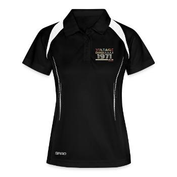 Geschenk vom Dezember 1971 - Frauen Polo atmungsaktiv - Schwarz/Weiß - Vorne
