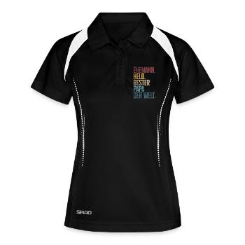 Ehemann Held Bester Papa Der Welt Retro - Frauen Polo atmungsaktiv - Schwarz/Weiß - Vorne