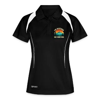 Ich würde lieber wandern lustiger Outdoor-Enthusiast - Frauen Polo atmungsaktiv - Schwarz/Weiß - Vorne