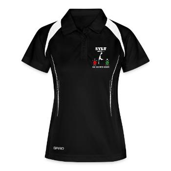 Nordsee Urlaub WENN SYLT RUFT Lustiges - Frauen Polo atmungsaktiv - Schwarz/Weiß - Vorne