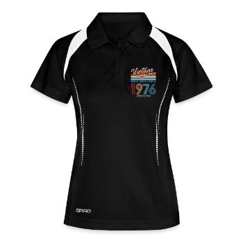 1976 Vintage Jubiläum Limited Edition Geschenk - Frauen Polo atmungsaktiv - Schwarz/Weiß - Vorne