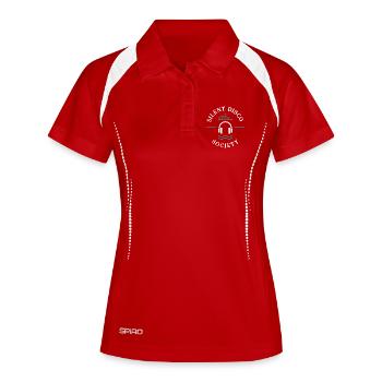 Silent Disco Headphones Rave Neon Festival Dance - Women's Polo breathable - red/white - Front