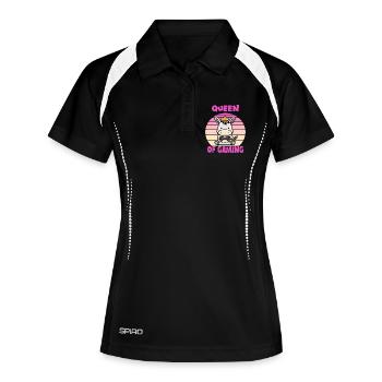 Gaming queen - Frauen Polo atmungsaktiv - Schwarz/Weiß - Vorne