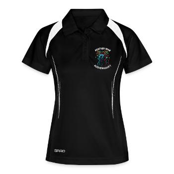 Weihnachten Waschbär Humor Lustig Witzig Xmas  - Frauen Polo atmungsaktiv - Schwarz/Weiß - Vorne