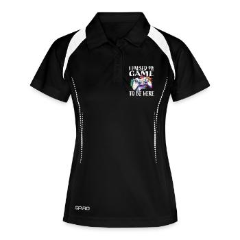 Ich pausierte mein Spiel – farbiges Gamepad - Frauen Polo atmungsaktiv - Schwarz/Weiß - Vorne