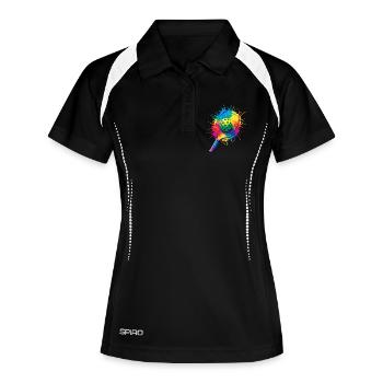 Pickleball Splash Art - Racket & Colored Ball - Women's Polo breathable - black/white - Front