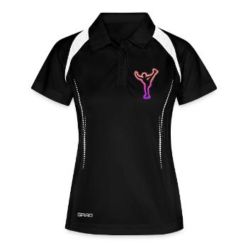 Eiskunstläuferin Eislaufen Mädchen Eiskunstlauf - Frauen Polo atmungsaktiv - Schwarz/Weiß - Vorne
