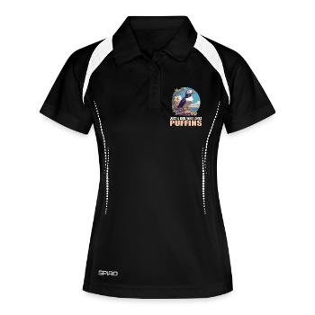 Puffin Papageientaucher - Frauen Polo atmungsaktiv - Schwarz/Weiß - Vorne