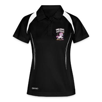  Uns Egal Wir Wollen Nur Feiern Einhorn Party - Frauen Polo atmungsaktiv - Schwarz/Weiß - Vorne