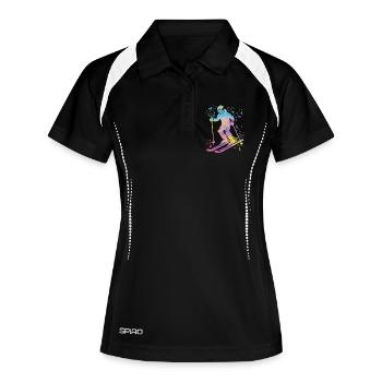 Ski alpin Sports d’hiver Ski nordique - Polo respirant Femme - noir/blanc - Devant