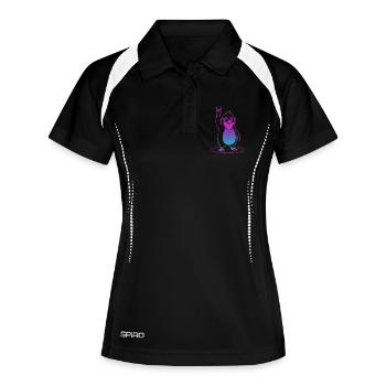 Un manchot de roche cool avec des lunettes de soleil - Polo respirant Femme - noir/blanc - Devant