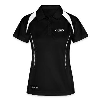 ChefinSpruch Genau Richtig - Frauen Polo atmungsaktiv - Schwarz/Weiß - Vorne