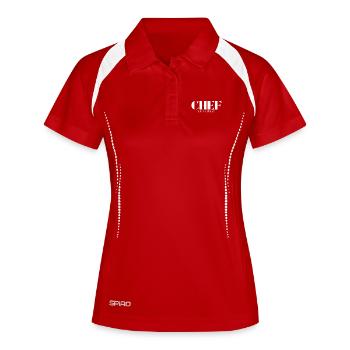 Chef Spruch Mit Weitblick - Polo respirant Femme - rouge/blanc - Devant