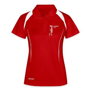 Terrain classique Pickleball Coach pour instructeurs - Polo respirant Femme - rouge/blanc - Devant