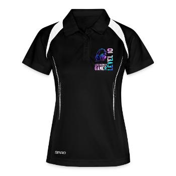 10e anniversaire garçon fille adolescent niveau 10 - Polo respirant Femme - noir/blanc - Devant
