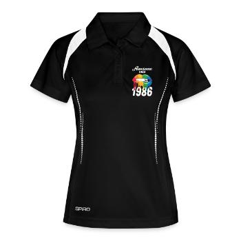 Regenbogenlippen 1986 - Frauen Polo atmungsaktiv - Schwarz/Weiß - Vorne