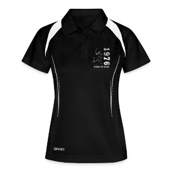 1976 Jahrgang Geburtstag Motorrad Geschenk - Frauen Polo atmungsaktiv - Schwarz/Weiß - Vorne