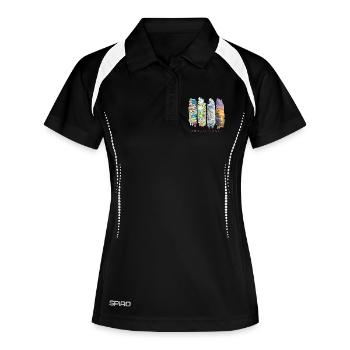 Design de la côte amalfitaine – Motif des vacances en Italie - Polo respirant Femme - noir/blanc - Devant