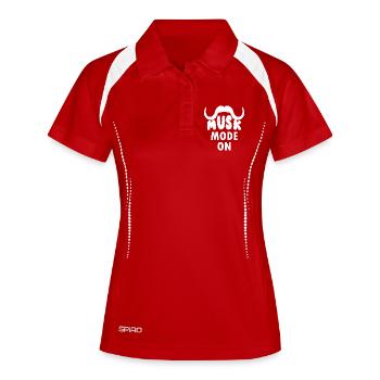 FOTOGRAFIE MOSCHUSOCHSEN - Frauen Polo atmungsaktiv - Rot/Weiß - Vorne