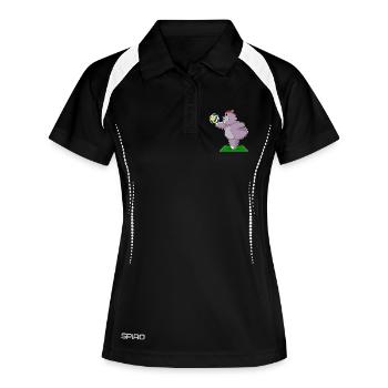 Nilpferd Volleyballspieler Volleyball Sport - Frauen Polo atmungsaktiv - Schwarz/Weiß - Vorne