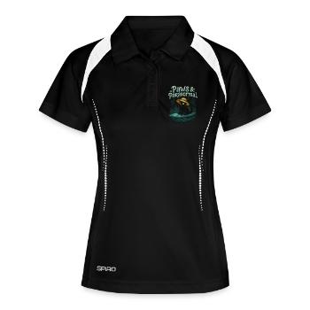 Pattes & Paranormal : Black Cat surfe avec Ghost - Polo respirant Femme - noir/blanc - Devant