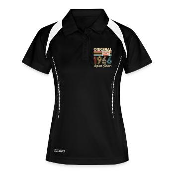 60. Geburtstag 60 Jahre 1966 Geburtstagsgeschenk - Frauen Polo atmungsaktiv - Schwarz/Weiß - Vorne