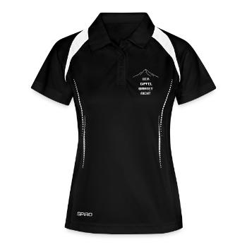 Der Gipfel wartet nicht - Frauen Polo atmungsaktiv - Schwarz/Weiß - Vorne