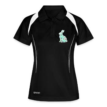 Hase Ostern Aquarell - Frauen Polo atmungsaktiv - Schwarz/Weiß - Vorne