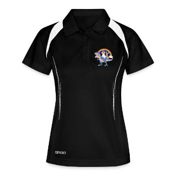 Chihuahua-Einhorn-Dinosaurier-Hemd - Frauen Polo atmungsaktiv - Schwarz/Weiß - Vorne