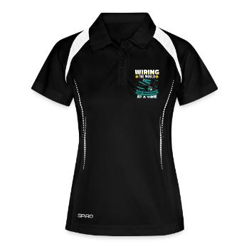 Électricien, technicien en électronique, électricien - Polo respirant Femme - noir/blanc - Devant
