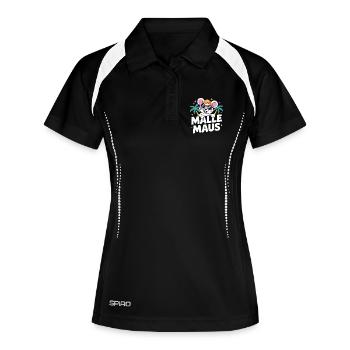 Mallemaus JGA Frauen Mallorca Fan Party Malle Maus - Frauen Polo atmungsaktiv - Schwarz/Weiß - Vorne