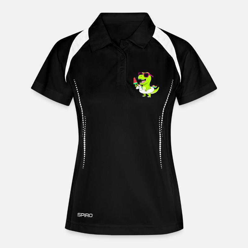 Neon-Dino mit Eis und Einhorn - Women's Polo breathable - black/white