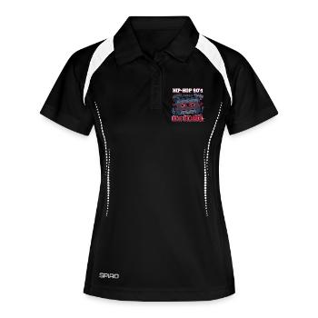 Hip Hop 90er Oldschool Kassette Retro - Frauen Polo atmungsaktiv - Schwarz/Weiß - Vorne