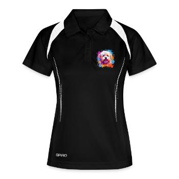 Colorful Dog Splash Art Bichon Fris - Women's Polo breathable - black/white - Front