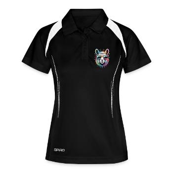 Colorful Llama Watercolor Splash - Women's Polo breathable - black/white - Front