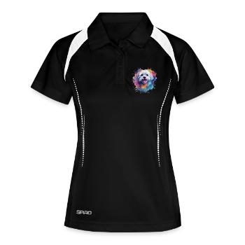 Colorful Maltese Splash Art Dog - Women's Polo breathable - black/white - Front