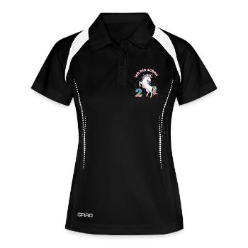 2. Geburtstag Einhorn Mädchen Ich bin schon 2 - Frauen Polo atmungsaktiv - Schwarz/Weiß - Vorne
