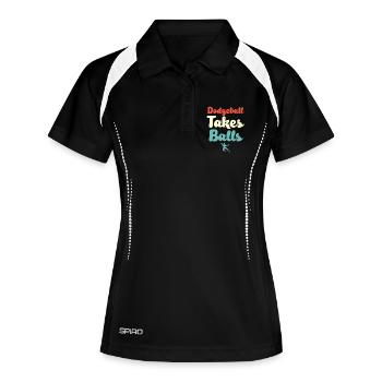 Völkerball braucht Bälle - Frauen Polo atmungsaktiv - Schwarz/Weiß - Vorne