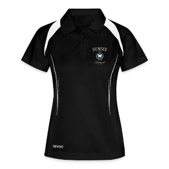 Dundee Schottland Wappen Krone – Reise Souvenir - Frauen Polo atmungsaktiv - Schwarz/Weiß - Vorne