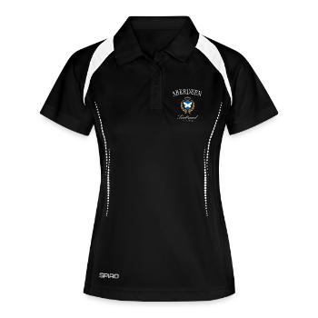 Aberdeen Schottland Wappen Krone – Reise Souvenir - Frauen Polo atmungsaktiv - Schwarz/Weiß - Vorne