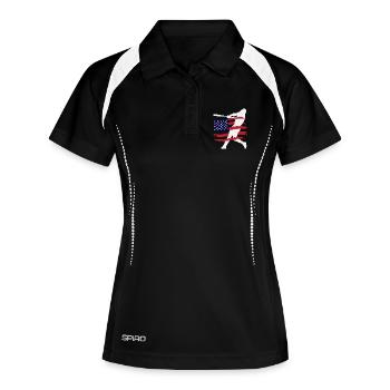 USA Flagge Baseball Spieler Silhouette - Frauen Polo atmungsaktiv - Schwarz/Weiß - Vorne