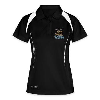 Gran Canaria 2026 - Frauen Polo atmungsaktiv - Schwarz/Weiß - Vorne