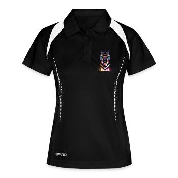 Berger allemand avec casque - Polo respirant Femme - noir/blanc - Devant