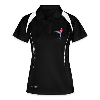 Muay Thai Kickboxer Kampfsport Weltraum Kickboxen - Frauen Polo atmungsaktiv - Schwarz/Weiß - Vorne
