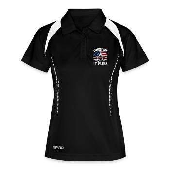 Flugzeug Mechaniker Luftfahrt Ingenieur - Frauen Polo atmungsaktiv - Schwarz/Weiß - Vorne