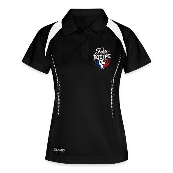 Fière de mon Équipe - Supportrice Football France - Polo respirant Femme - noir/blanc - Devant