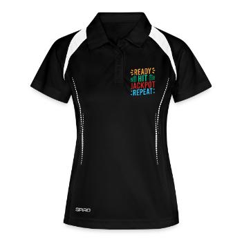 Fan de jeux d’argent prêt à gagner jackpot et à répéter le casino - Polo respirant Femme - noir/blanc - Devant
