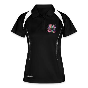 Un professeur qui dit de l’humour : Une idée de cadeau scolaire - Polo respirant Femme - noir/blanc - Devant